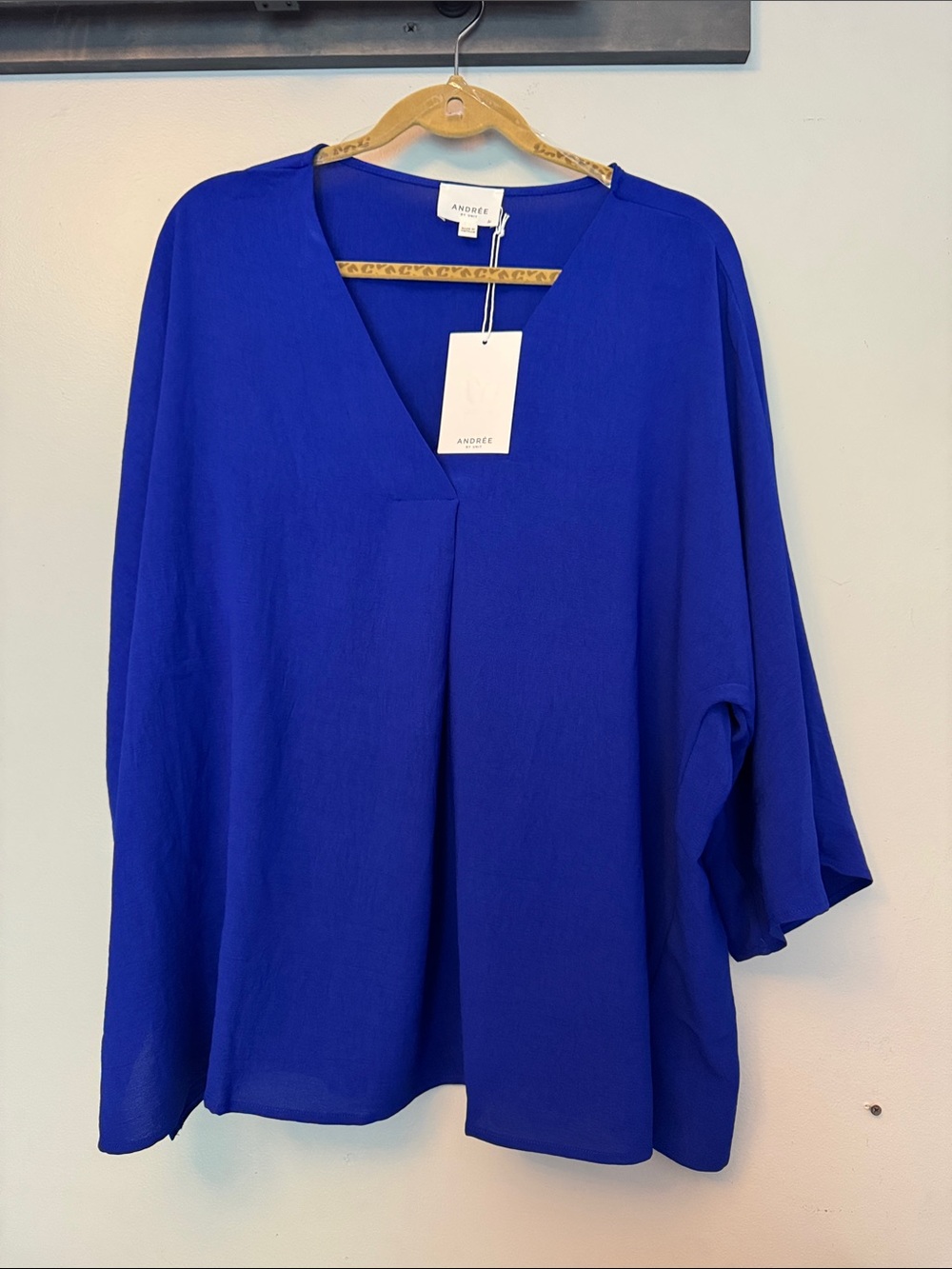 ANDREE BY UNIT Royal Cobalt V-Neck Tunic Blouse